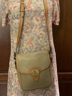 Vintage Dooney Bourke Crossbody Bag Purse All Weather Leather Taupe