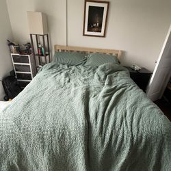 Solid Wood Platform Queen Bed Frame 