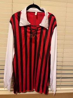Costume Pirate Shirt Red Black Striped Men’s Size L
