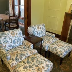 Floral Armchair And Ottoman