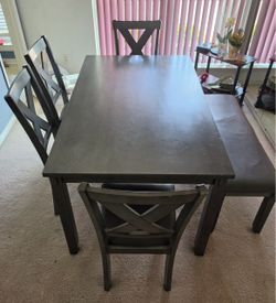 Dinning Table (4 Chairs + Bench)