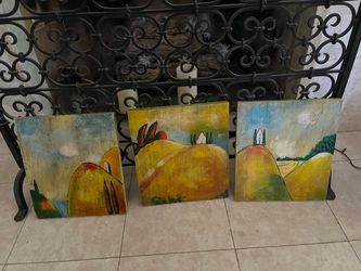 Set of 3 Tuscan Hills Paintings