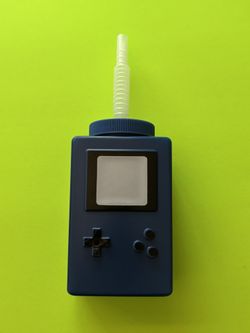 16oz Game Boy Water Bottle w/ Lid & Straw