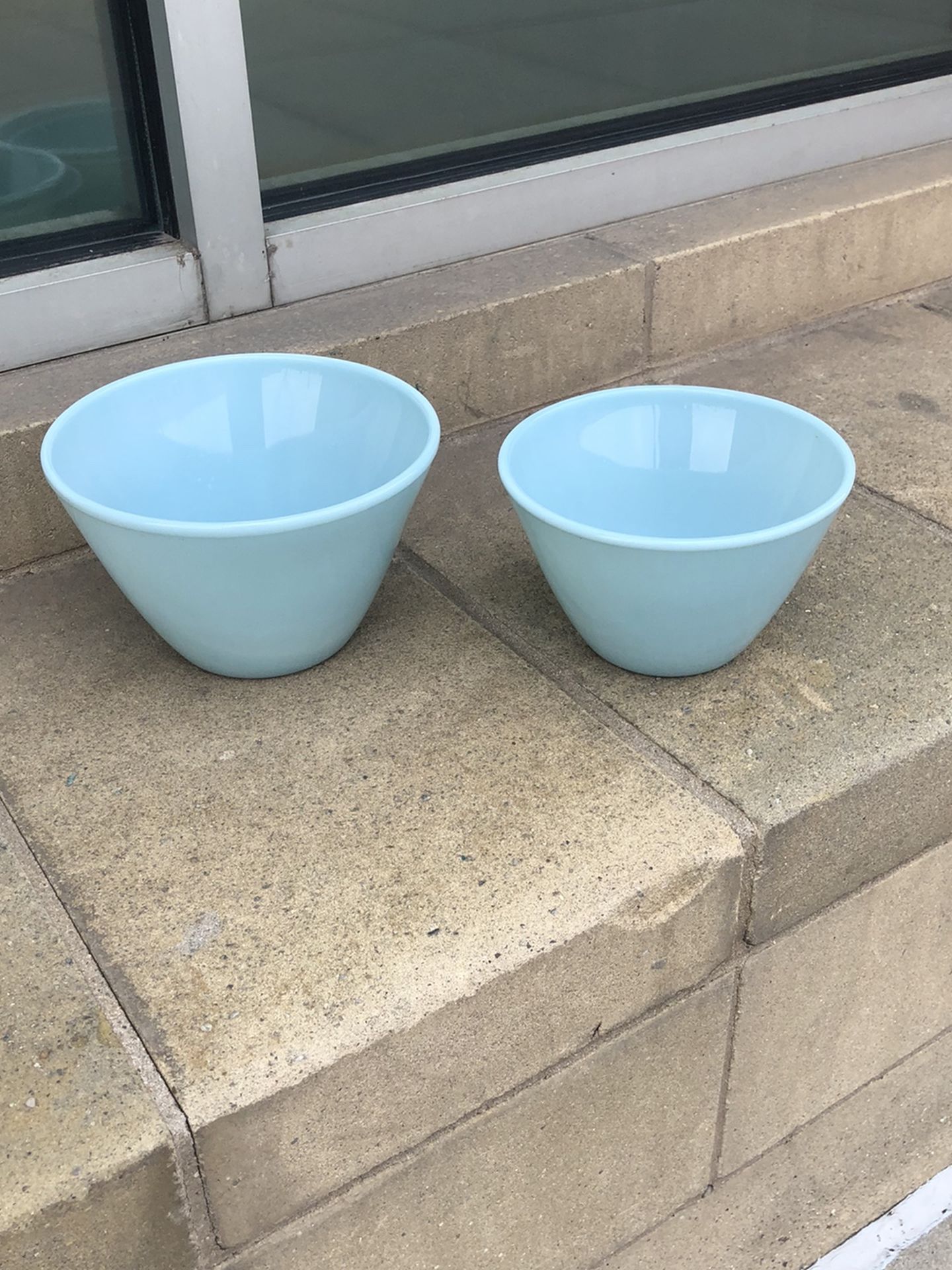 Vintage Turquoise Delphite Fire King Nesting Bowls