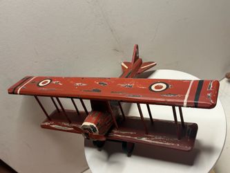 Vintage Red Biplane Decorative Model