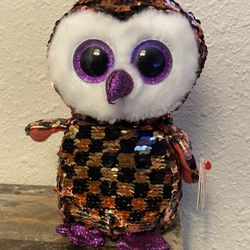 TY Flippables Checks The Owl Flippable Sequins 6'' Plush Stuffed Animal Toy