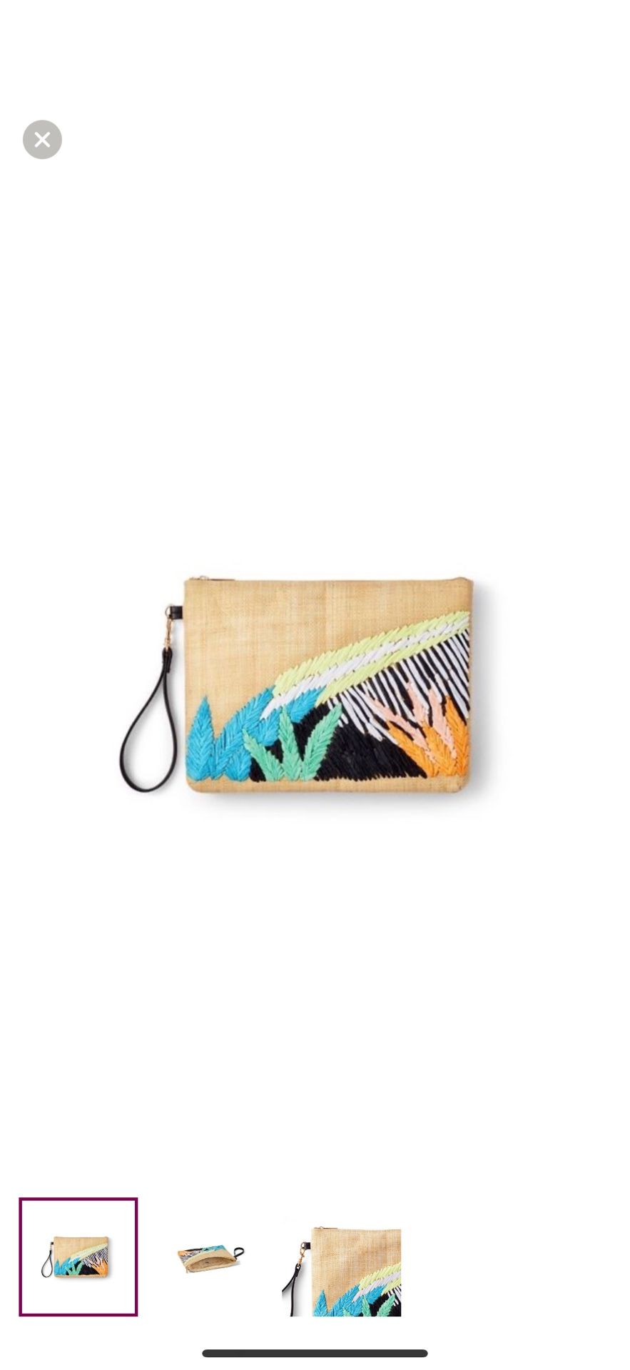 Abstract Botanical Embroidered Strap Clutch bag Tabitha Brown for Target Tan nwt