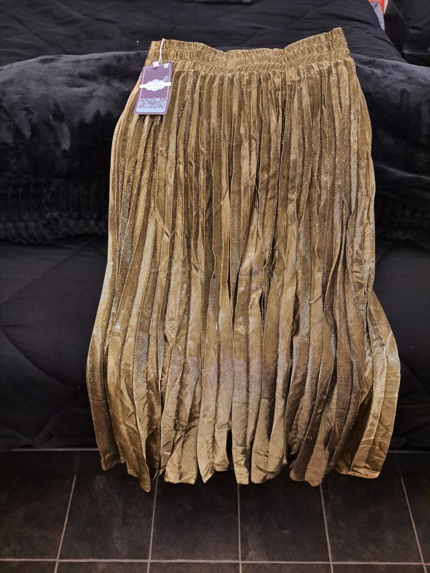 New Long Silky Skirt Gold Or Silver 