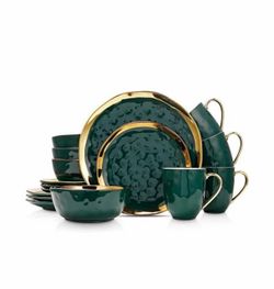 Stone Lain Florian Porcelain 16-Piece Dinnerware Set.