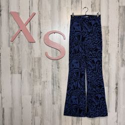 Urban Outfitters Bryn Pull On Flare Pants Blue And Black Swirl Print size XS