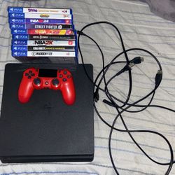 PS4 1TB with Games And A Red Controller 
