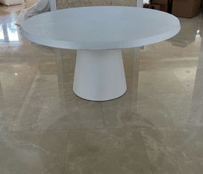 Modern White Round Entry Table - Like New