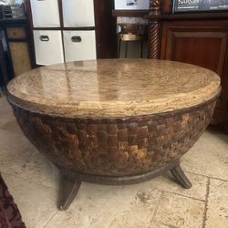 Antique Coffee Table With Granite Top
