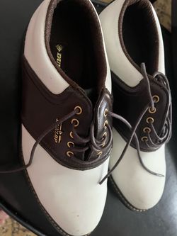 Dunlop Golf Shoes White and Brown 7.5