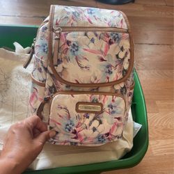 Bag. Medium Backpack Pretty Pink Baby Blue Off White Colors