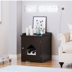 PAWLAND Cat Litter Box Enclosure Side Table (Espresso)