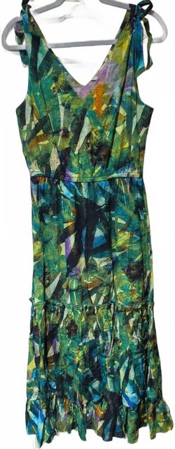 Soft Surroundings Botanica green tropical layered maxi dress small