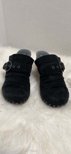 Dansko Nadine Clog Heel Black Suede Women size 37 / 6.5-7