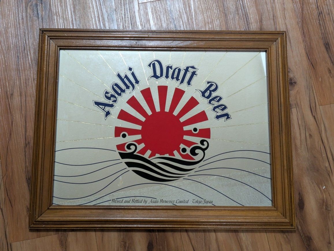 Vintage Asahi Beer Bar Wall Mirror