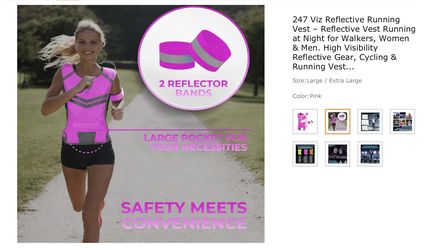 247 Viz Reflective Running Vest (Unisex) Includes 2 Reflective Arm Bands