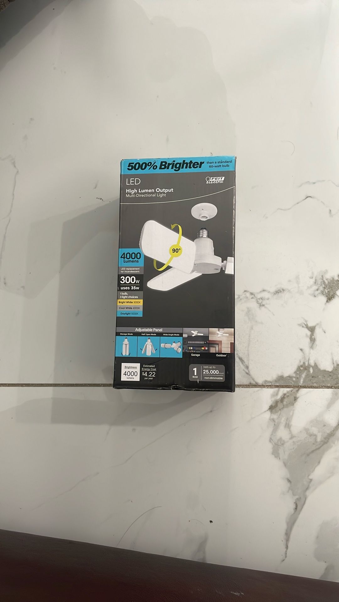 Feit Electric LED 40W (300W Equiv) Daylight White Multi-Directional Panel Garage Light E26 Bulb 