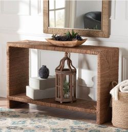 Natural Rectangle Seagrass Wicker Console Table