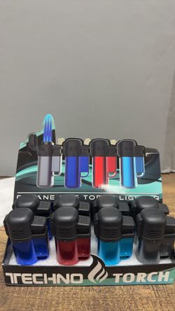 Techno tri flame torch lighters 16 pack refillable