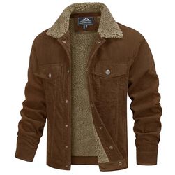 Brown Corduroy Sherpa-Lined Jacket