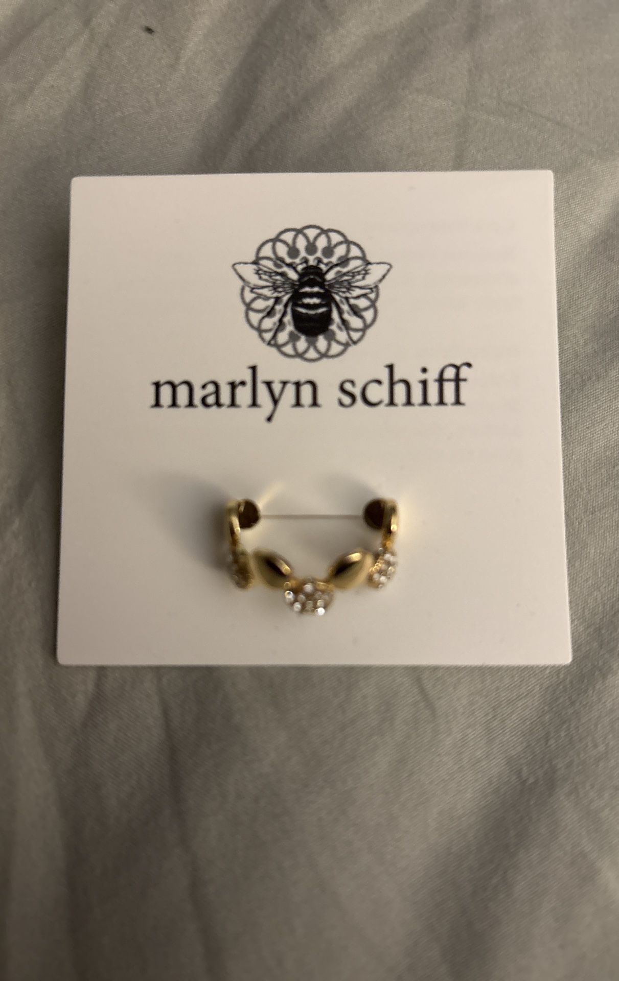 Marlyn Schiff Gold Tone Sparkling CZ Pave Multi Disc Adjustable Ring