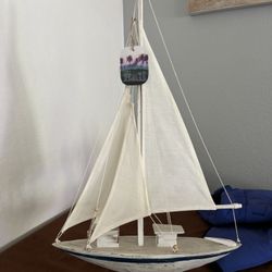 Large Wooden Sailboat- Decor