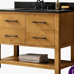 Keri 42'' Bathroom Vanity with Blue Limestone Top