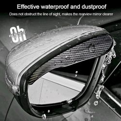 Two Piece Carbon Fiber Black Mirror Rain Visor Guard 