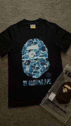 blue and black bape shirt