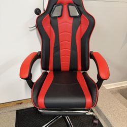 Brand New Red/Black Tall Back Reclining Gaming Chair w/USB Powered Massaging Lumbar Pad