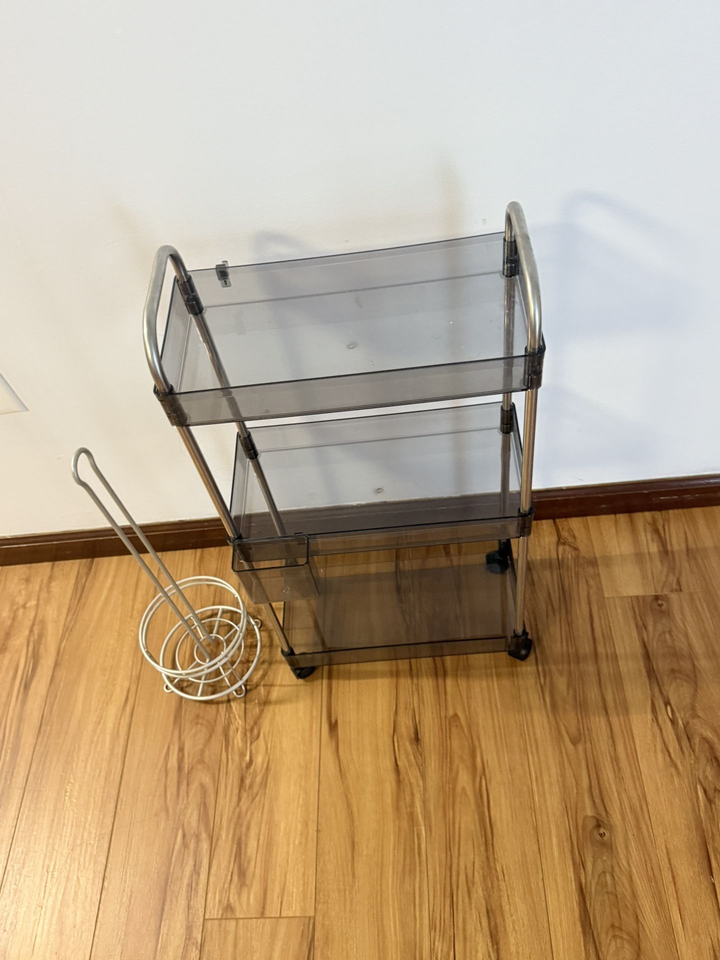 potrochi 3 Tier Acrylic Storage Rolling Cart Clear Bathroom Cart Organizer, Transparency Laundry Room Organization Mobile Shelving Unit Multifunction