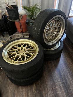 17 Inch Gold Rims 4x100 All For With low Pro Tires