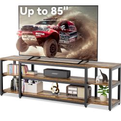 Aquzee 85 inch TV Stand, Entertainment Center for 70 75 80 85" TV, 75.2" Wide Wood Television Console Table for Living Room Bedroom Gaming Room, Rusti
