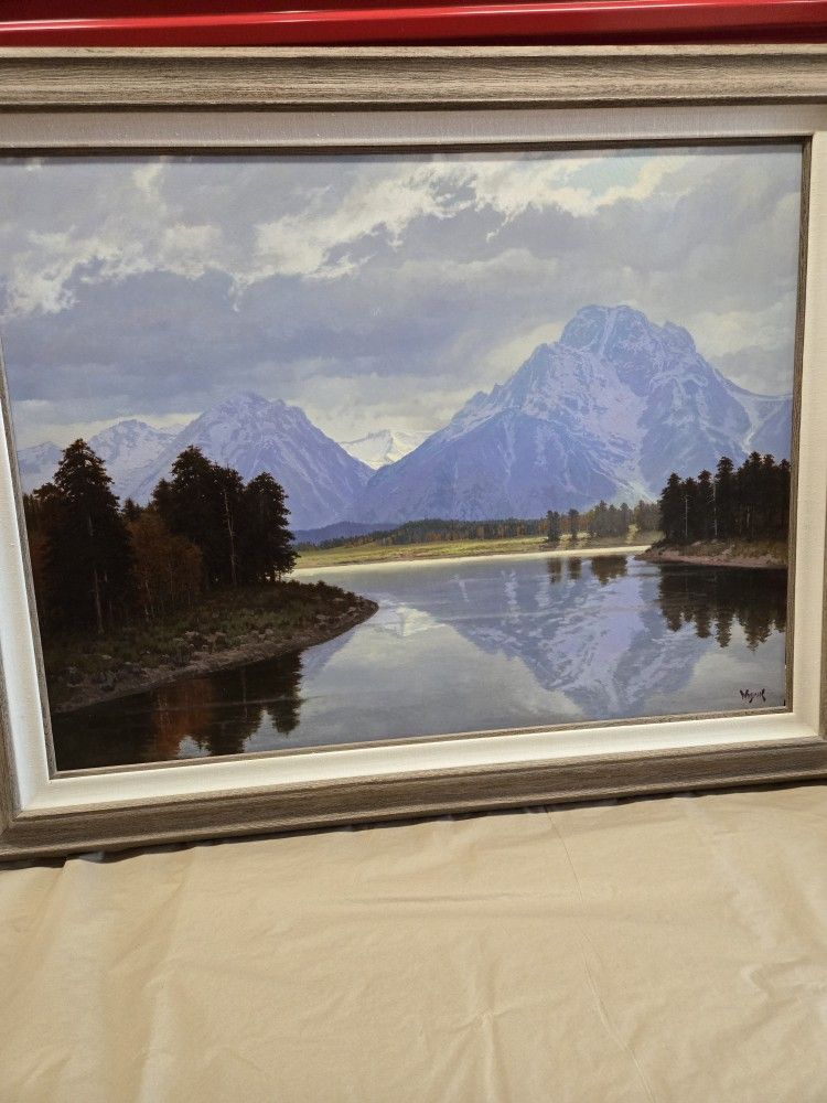 Original Patrick Woodman Mount Moran Oil On Canvas 36×48