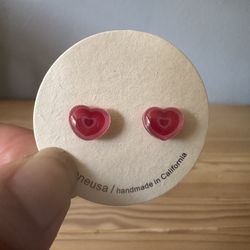 Pink Heart Earrings Stud