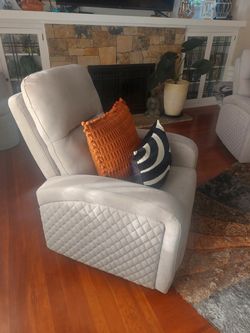 Light Gray Leather Recliner Chair