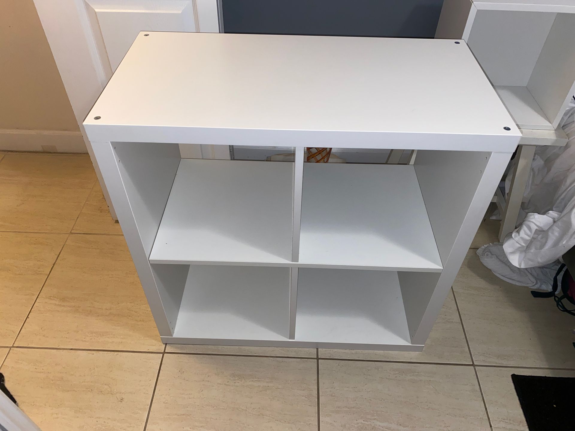 White shelving unit