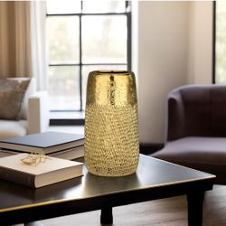 Oairse 10.2" Ceramic Flower Vintage Vase - Gold Textured Metal Ceramic Vase for Farmhouse Modern Home Decor Pampas Grass Centerpieces Living Room