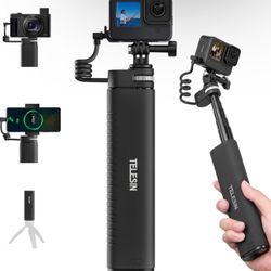 TELESIN Power Grip 35.4" Extension Selfie Stick Handler for Phone GoPro Mirrorless Camera Waterproof Large Capacity Battery Charger Bank for GoPro Her