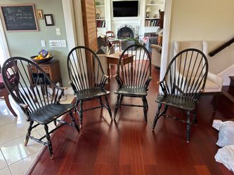 4 distressed Restoration Hardware Windsor chairs