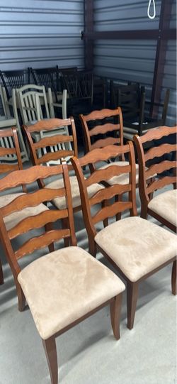 SET OF SIX VINTAGE BROWN DINING ROOM : KITCHEN CHAIRS