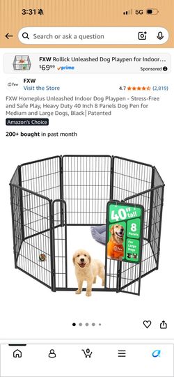 40” 8 panel Puppy play pen with pergola shade