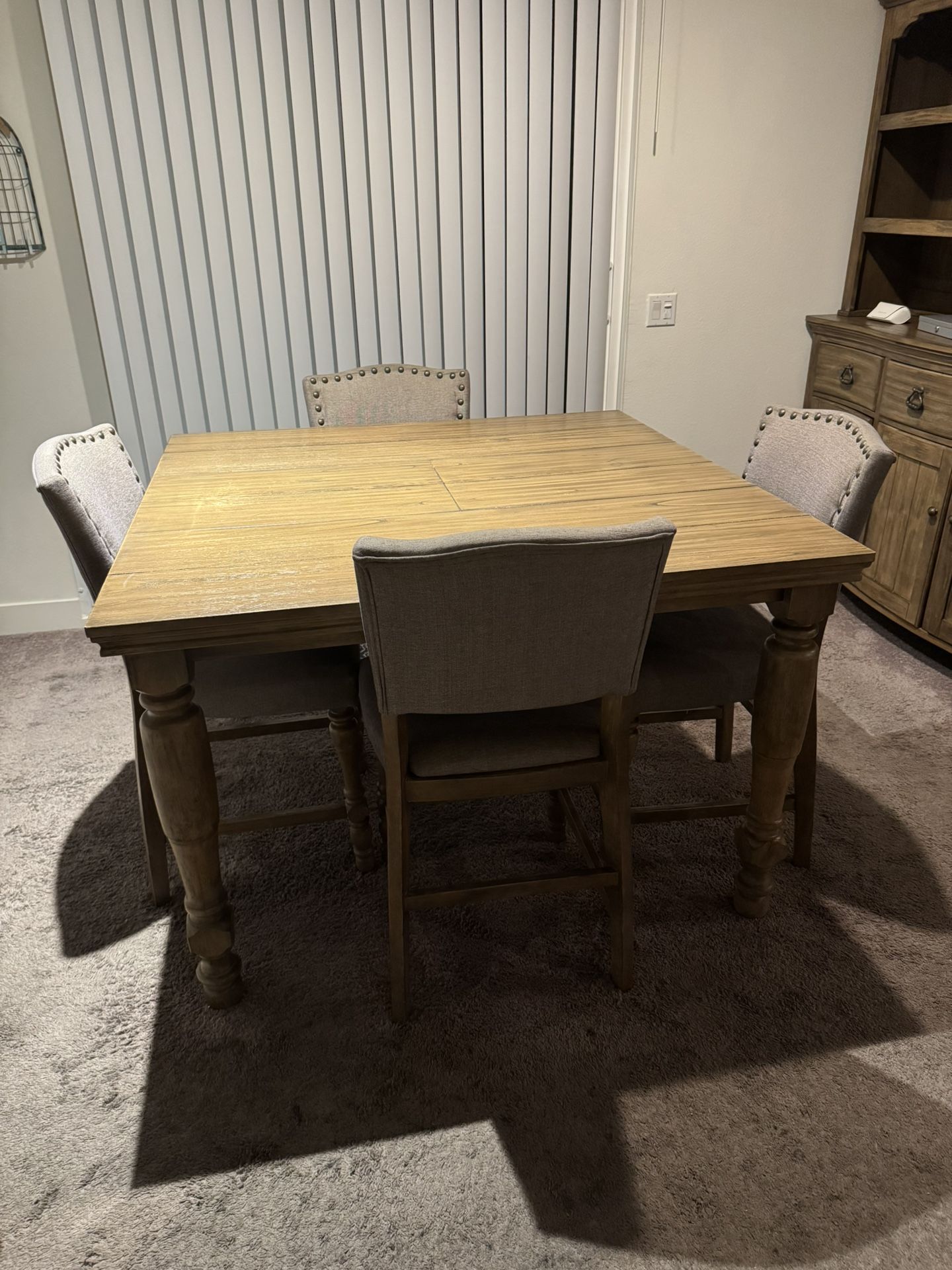 High-top Dining Table Set and Hutch