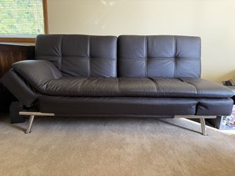 Contemporary brown and chrome couch