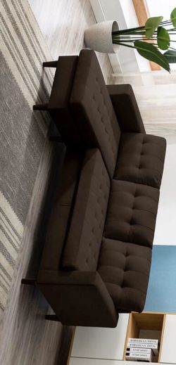 Kingdom Chocolate Reversible Sofa Chaise -Couch - Living Room Set