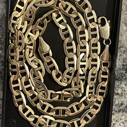 14k Solid Gold Mariner Link 24in Made In Italy!!!
